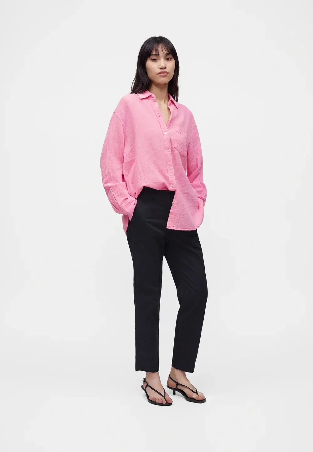 Большая рубашка из марли - блузка на пуговицах Gap, May Pink — фото 2