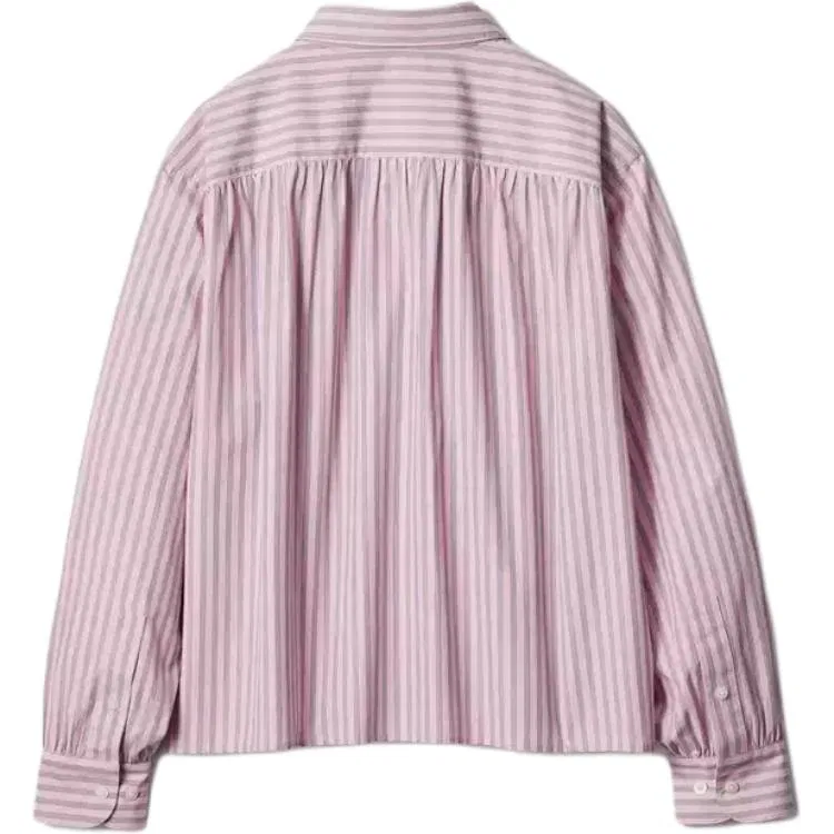 Женская рубашка с отложным воротником UNIQLO, Цвет Peach Pink — фото 3