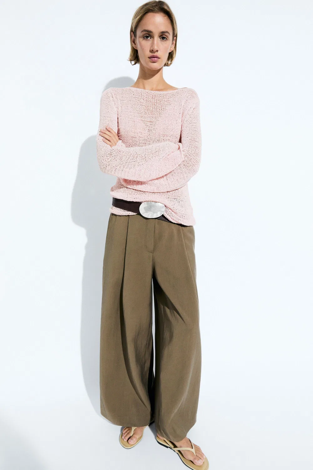 Свитер Massimo Dutti Boat Neck Knit, розовый — фото 3