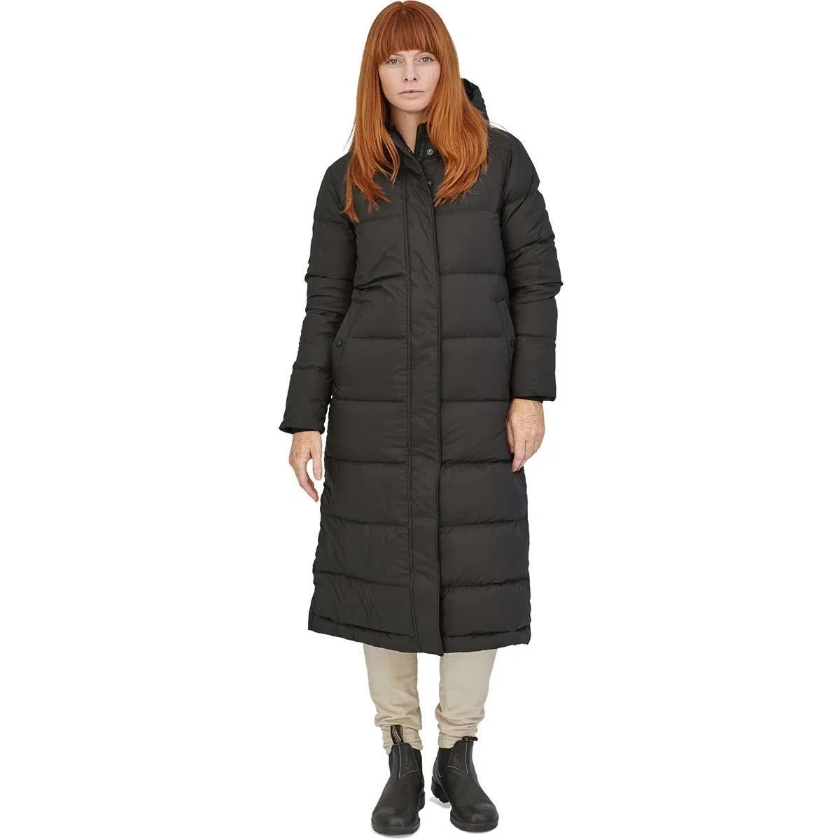 Женский длинный пуховик Silent Down Long Parka Patagonia, Black — фото 4