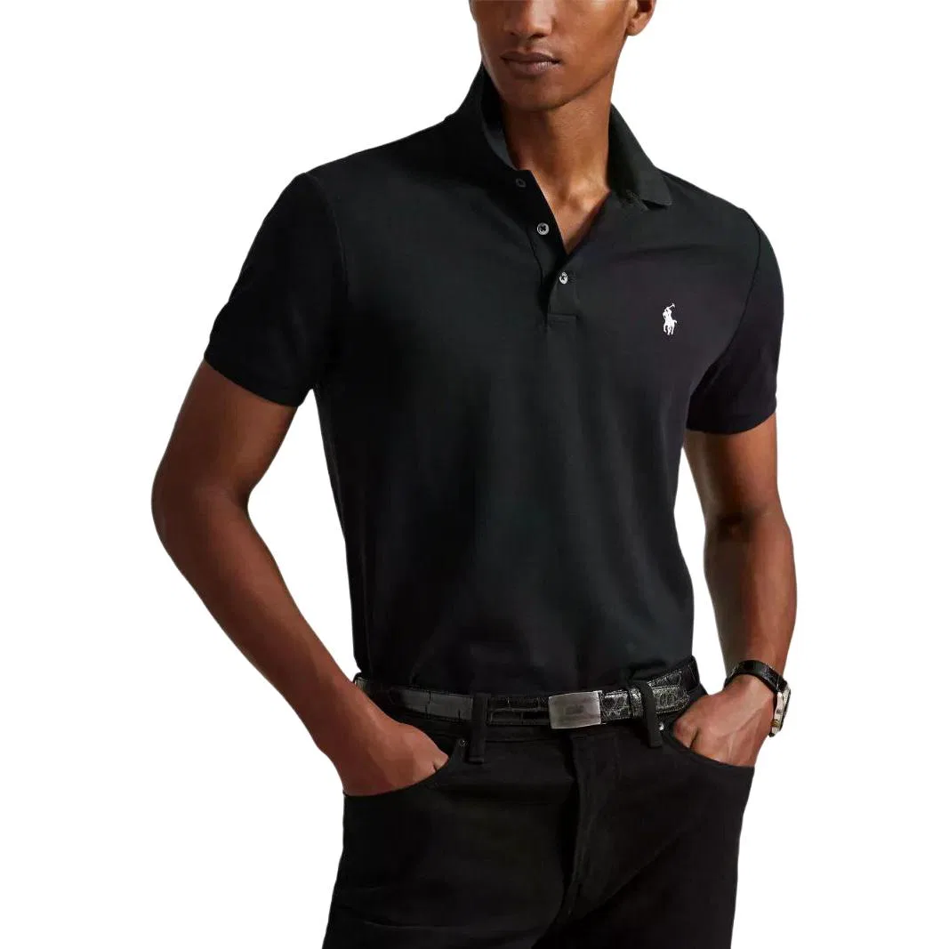 Мужское поло Custom Slim Fit Polo Black Polo Ralph Lauren, Polo Black — фото 3