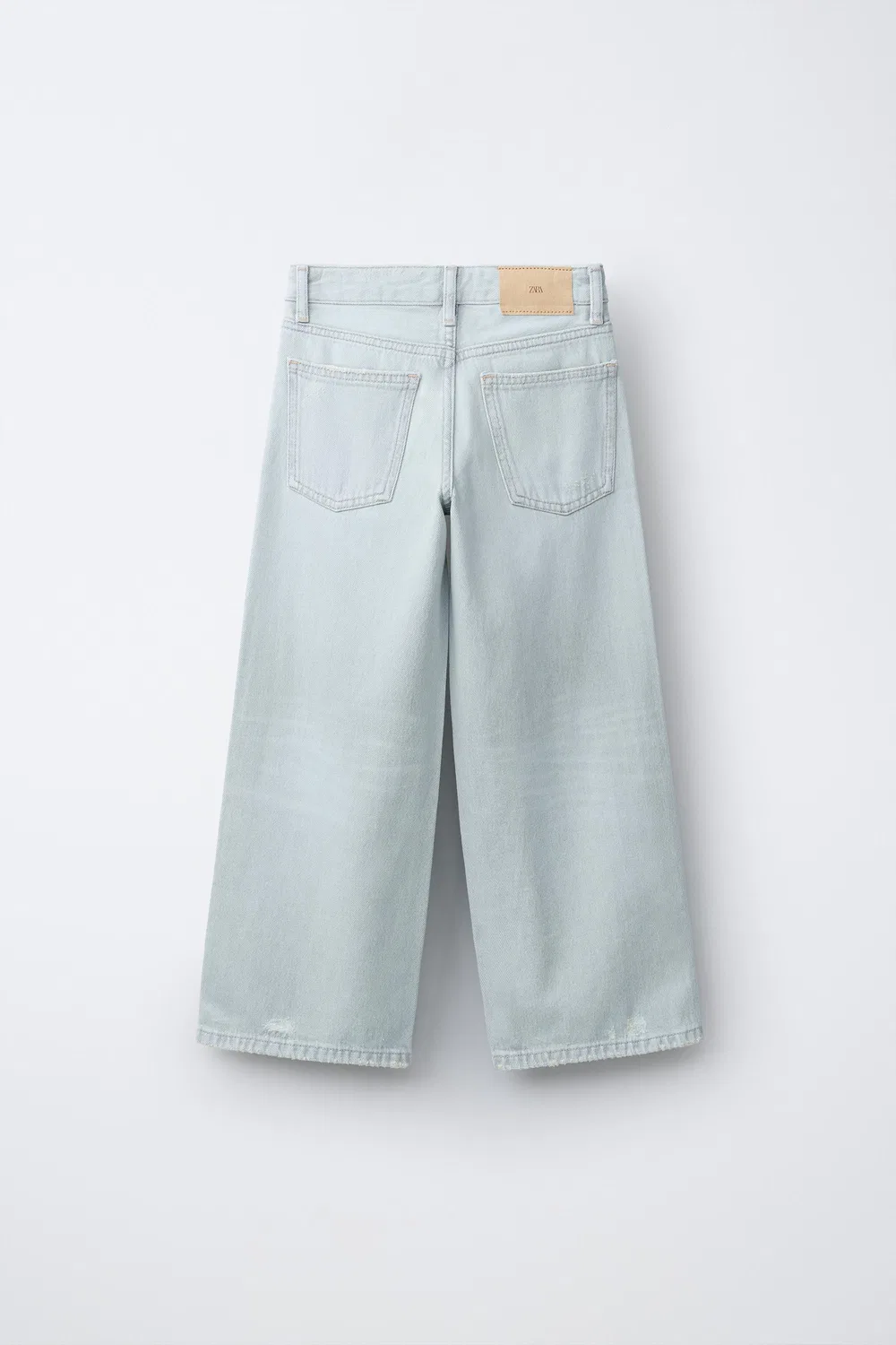 Рваные джинсы с широкими штанинами ZARA, Light Blue — фото 2