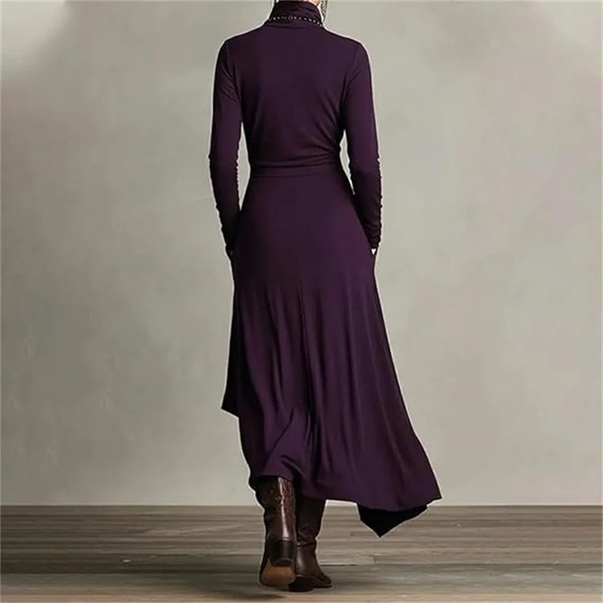 Женское элегантное платье макси с асимметричным подолом, Purple — фото 3