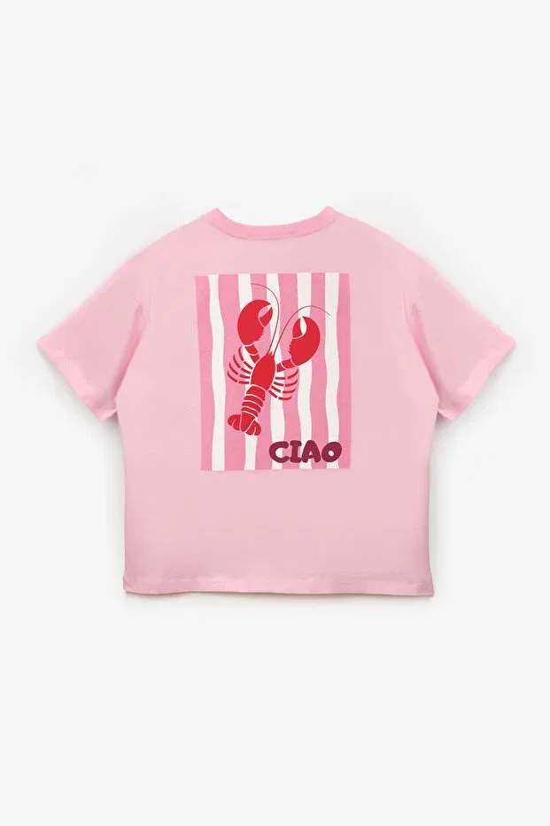 Детская футболка для девочек с принтом Lobster Le Mabelle, Pink — фото 3
