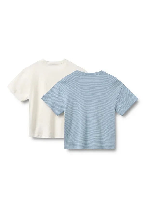 Футболка хлопковая 2 pack tommy - print t-shirt Wheat, Faded Blue Stripe, синий — фото 2