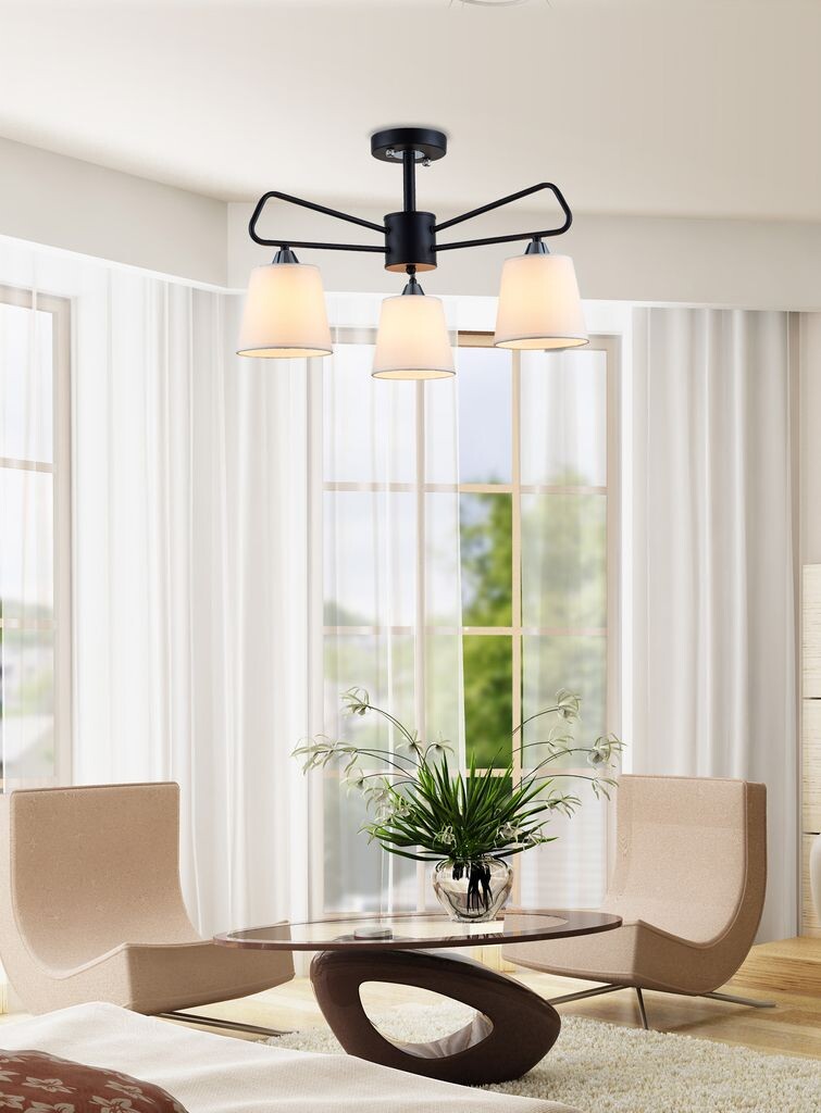 

Подвесной светильник Morley 1 / Классический подвесной светильник / Абажур из белой ткани / 3X60 Вт / E14 / Черный KAYANI