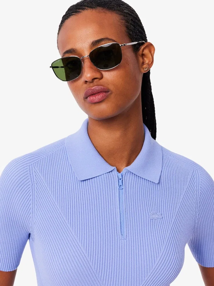 Свитер LACOSTE 3D с полузастежкой, объемная фактура, серый — фото 2
