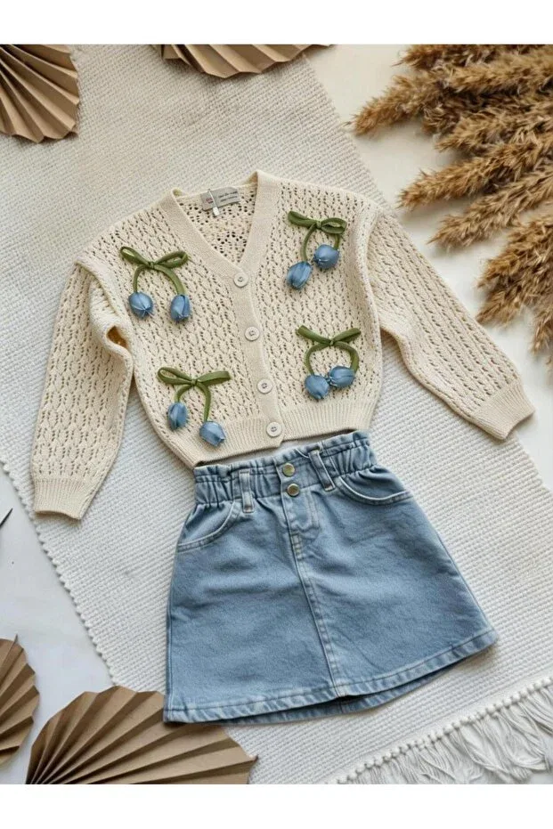 Детский кардиган для девочек хлопковый Miniminnakkidswear, Nude Color — фото 2