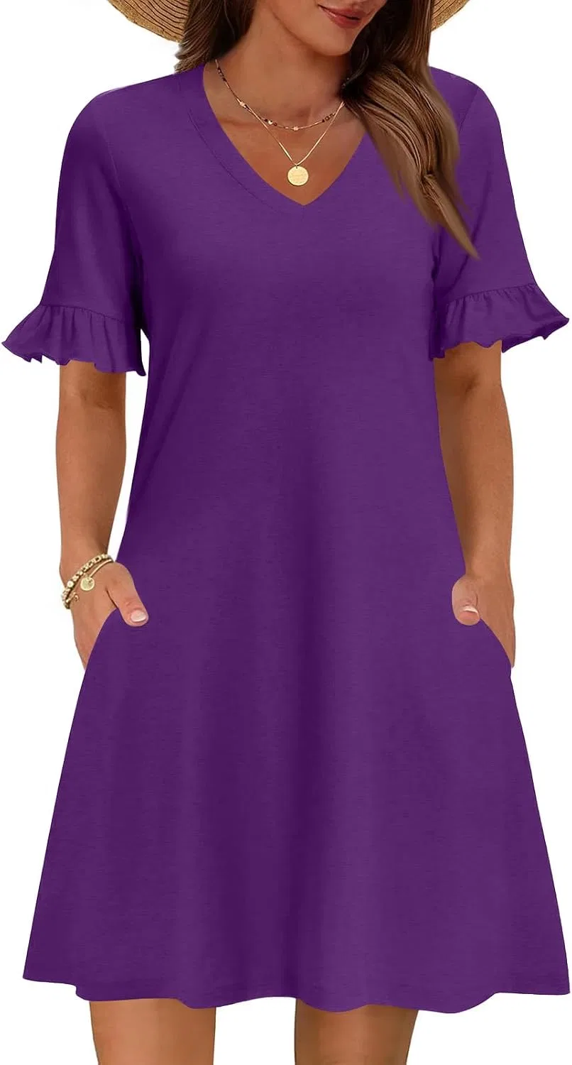 Женское повседневное платье мини A-силуэта, Dark Purple — фото 2