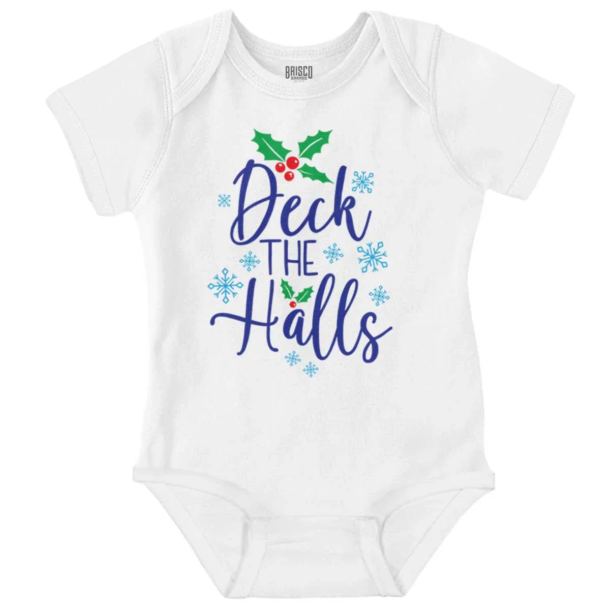 Детское боди с коротким рукавом Christmas Deck The Halls Snowflakes Brisco Brands, White