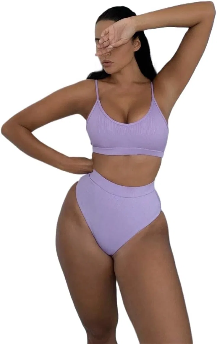 Женский бикини-комплект с завышенной талией CIVOUX, Mauve Purple — фото 2