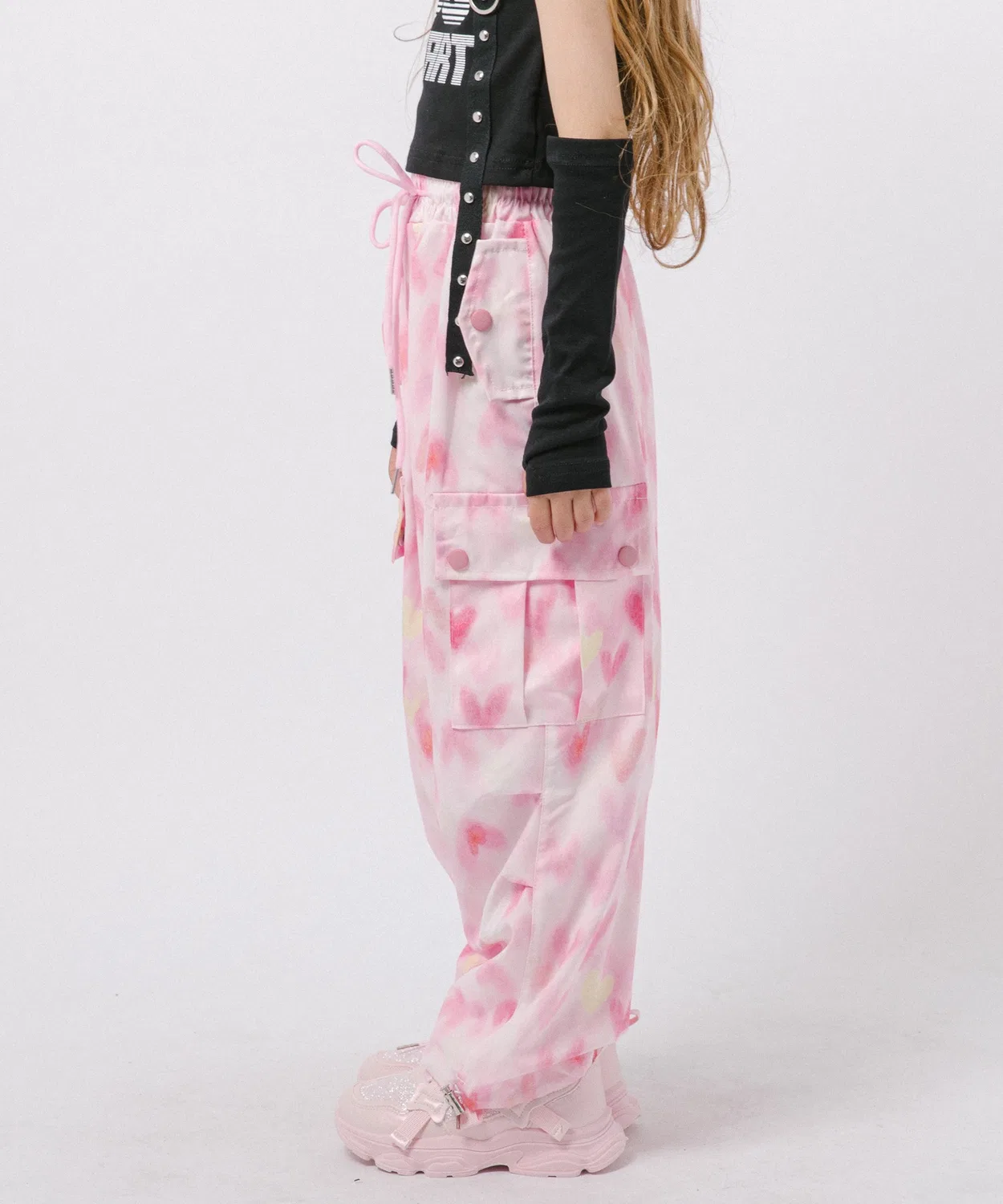 Детские карго-брюки с принтом Heart Print URBAN CHERRY, Pink — фото 3