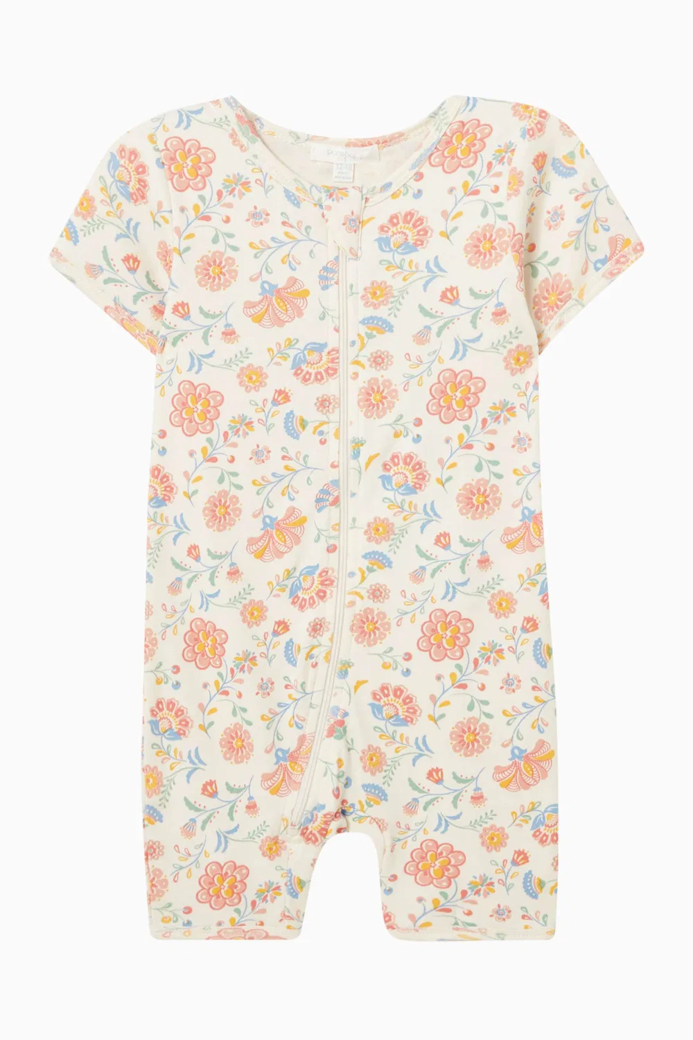 Комбинезон на молнии с коротким рукавом Desert Flowers Purebaby, нейтральный