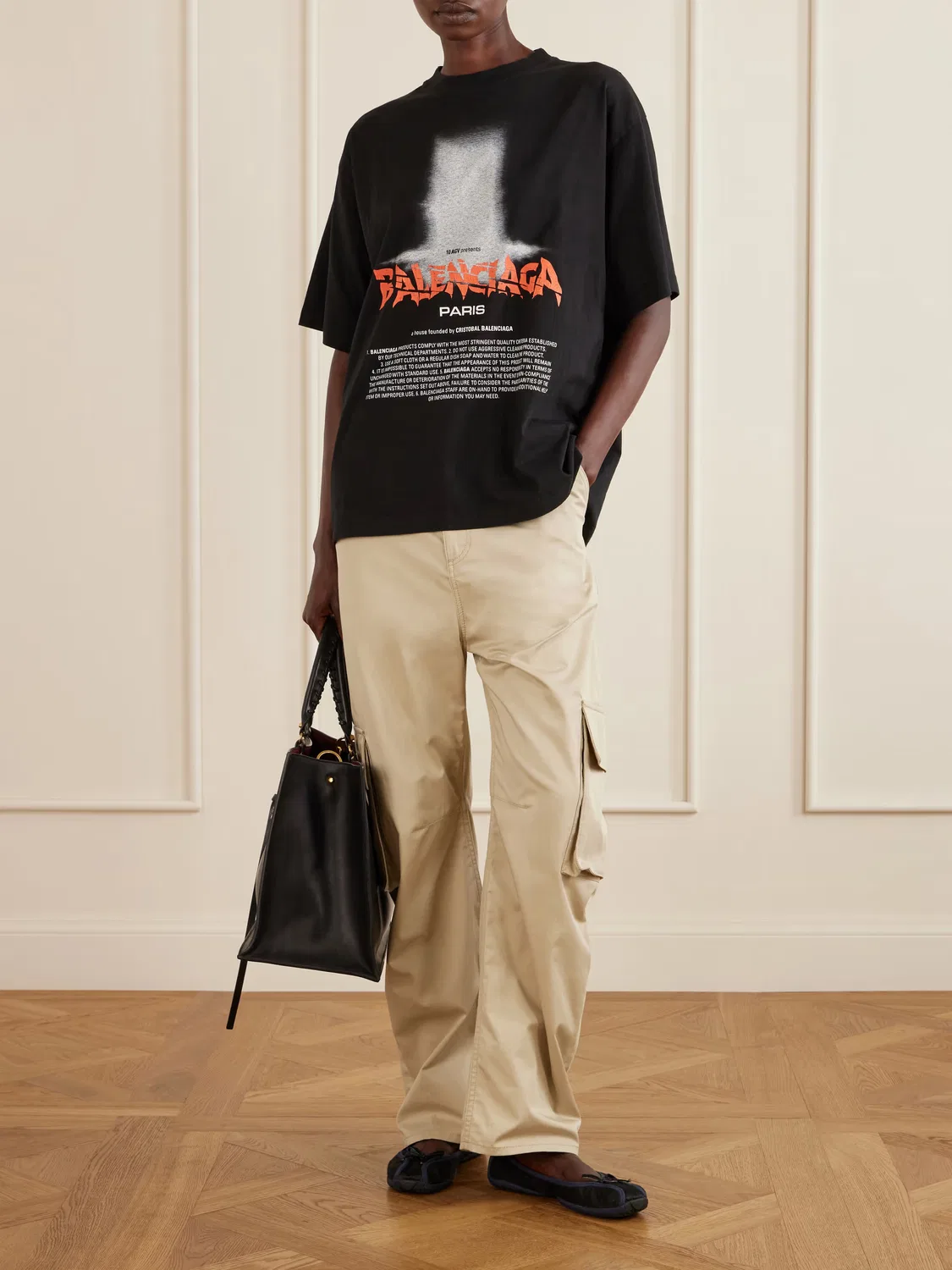 Хлопковые брюки-карго с широкими штанинами Balenciaga, бежевый — фото 2
