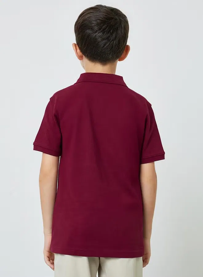 Футболка-поло с принтом на груди, вязаная, Boys chest print knitted regular fit, Styli, бордовый — фото 3