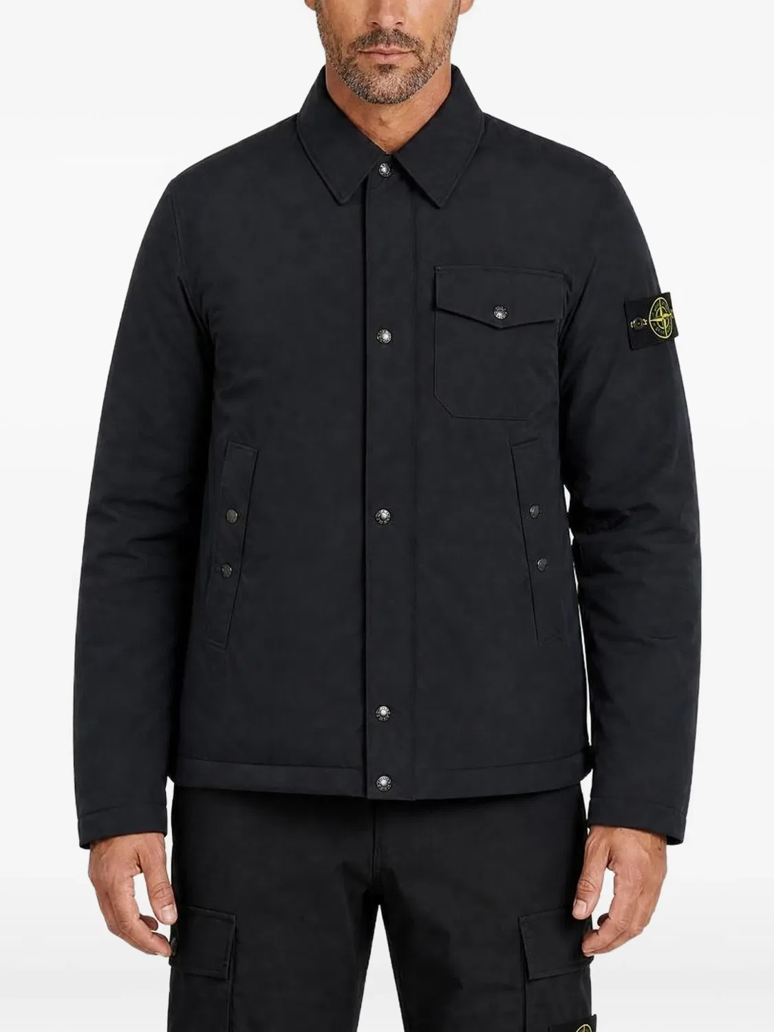 Рубашечная куртка Micro Reps черная Stone Island, черный — фото 2