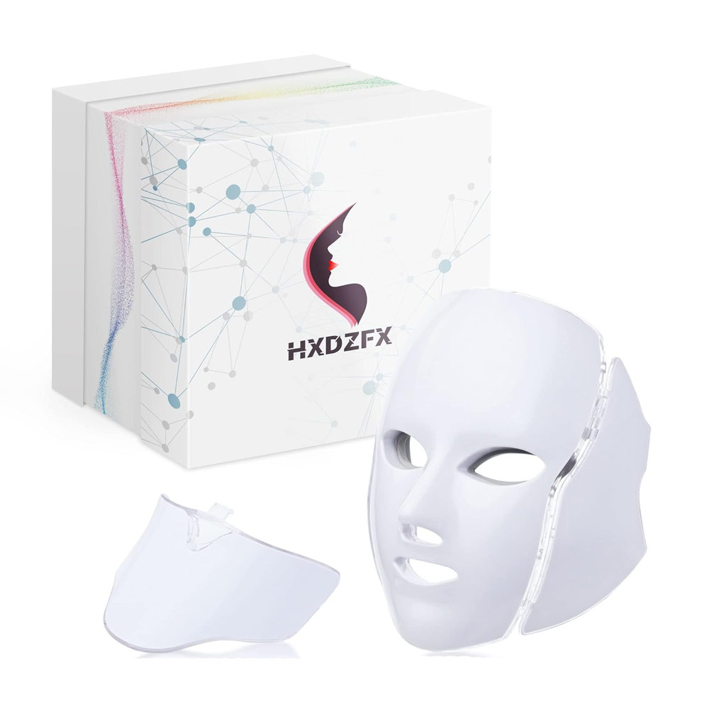 

Светодиодная LED маска для лица и шеи HXDZFX, 7 режимов подсветки, белый