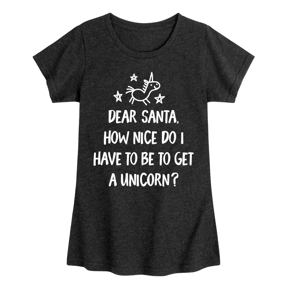 Детская футболка для девочек с принтом Dear Santa Unicorn Instant Message, Heather Black