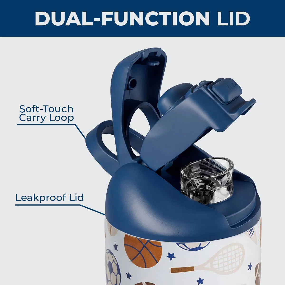 Детская бутылка для воды 0,4 л с трубочкой и поильником Ease2o HydroJug, All Stars — фото 4