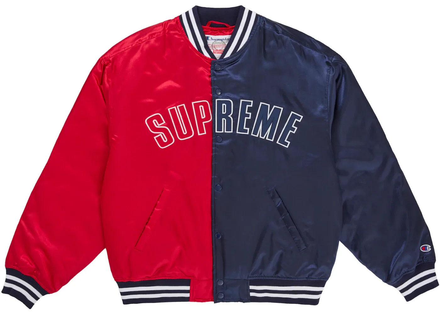 Мужская куртка-бомбер сатиновая с принтом Supreme, Red
