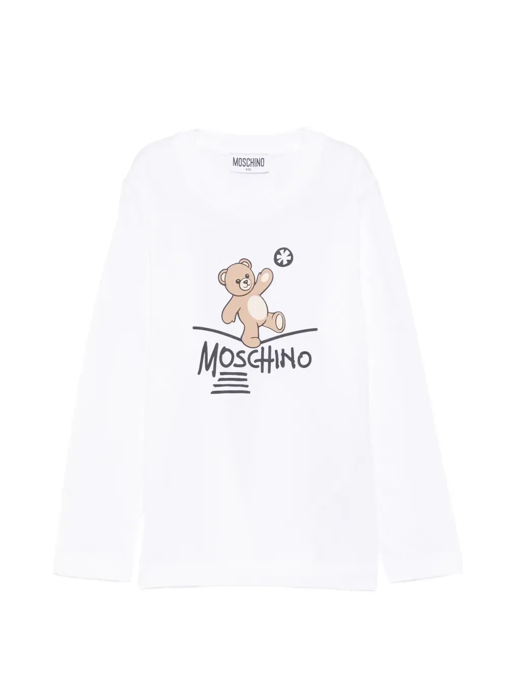 Футболка с длинными рукавами с принтом в виде медвежонка Тедди Moschino Kids, белый