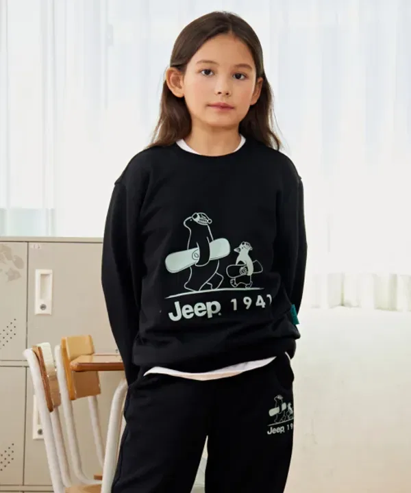 Свитшот с принтом пингвин и медведь, Jeepkids, зеленый