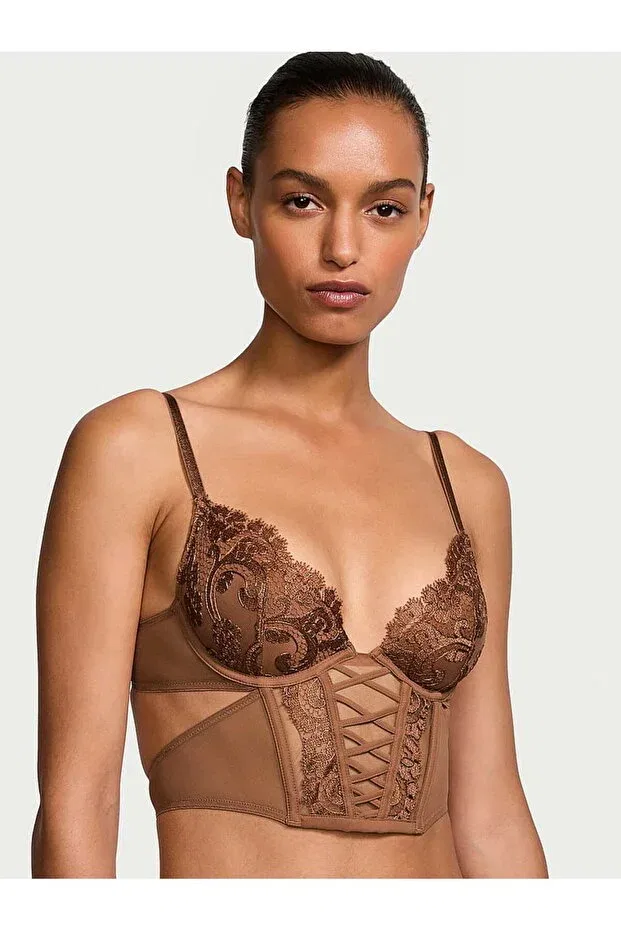Женское бюстье с цветочной вышивкой Victoria'S Secret, Caramel