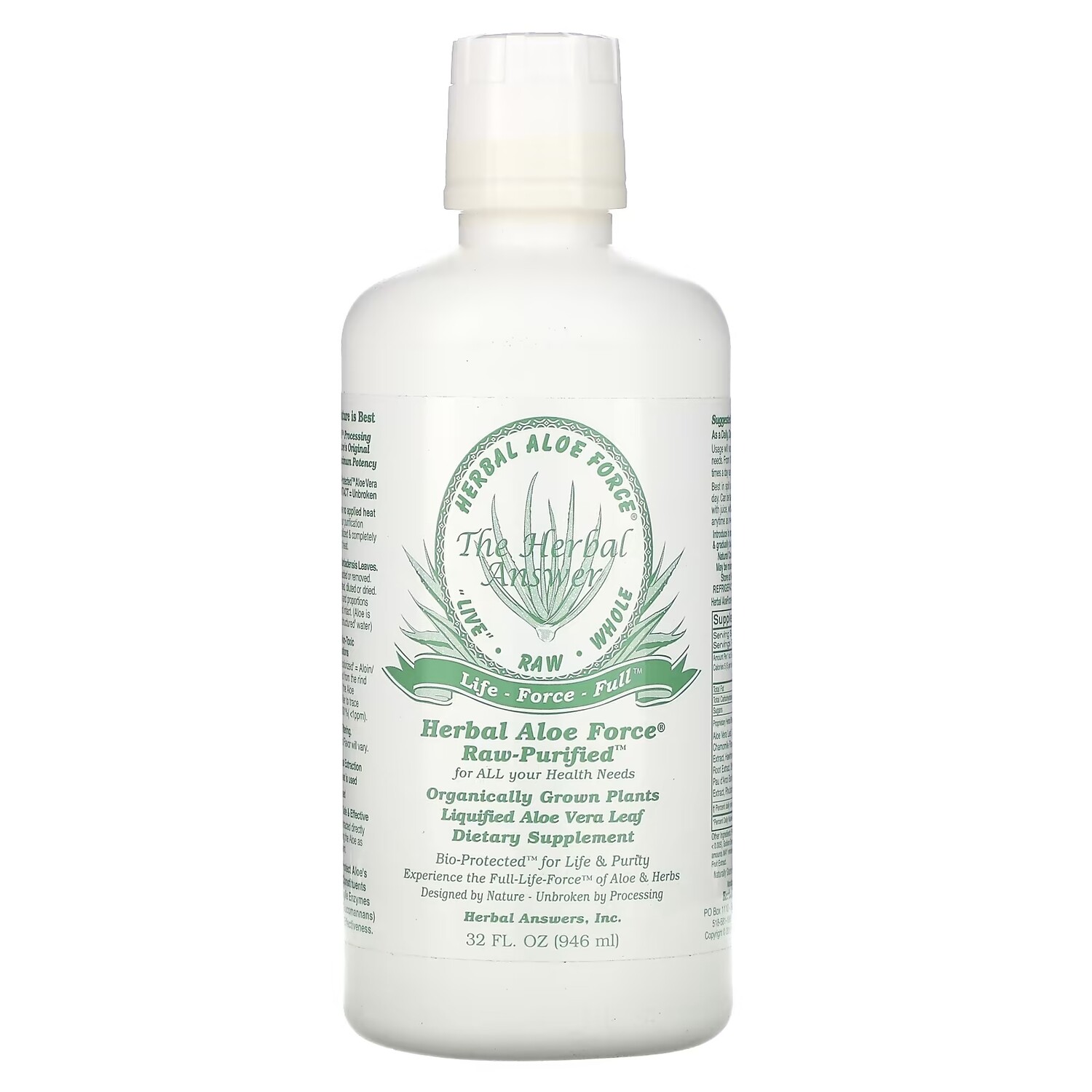 

Добавка - Травяная Сила Алоэ Herbal Answers Raw Purified, 946 мл