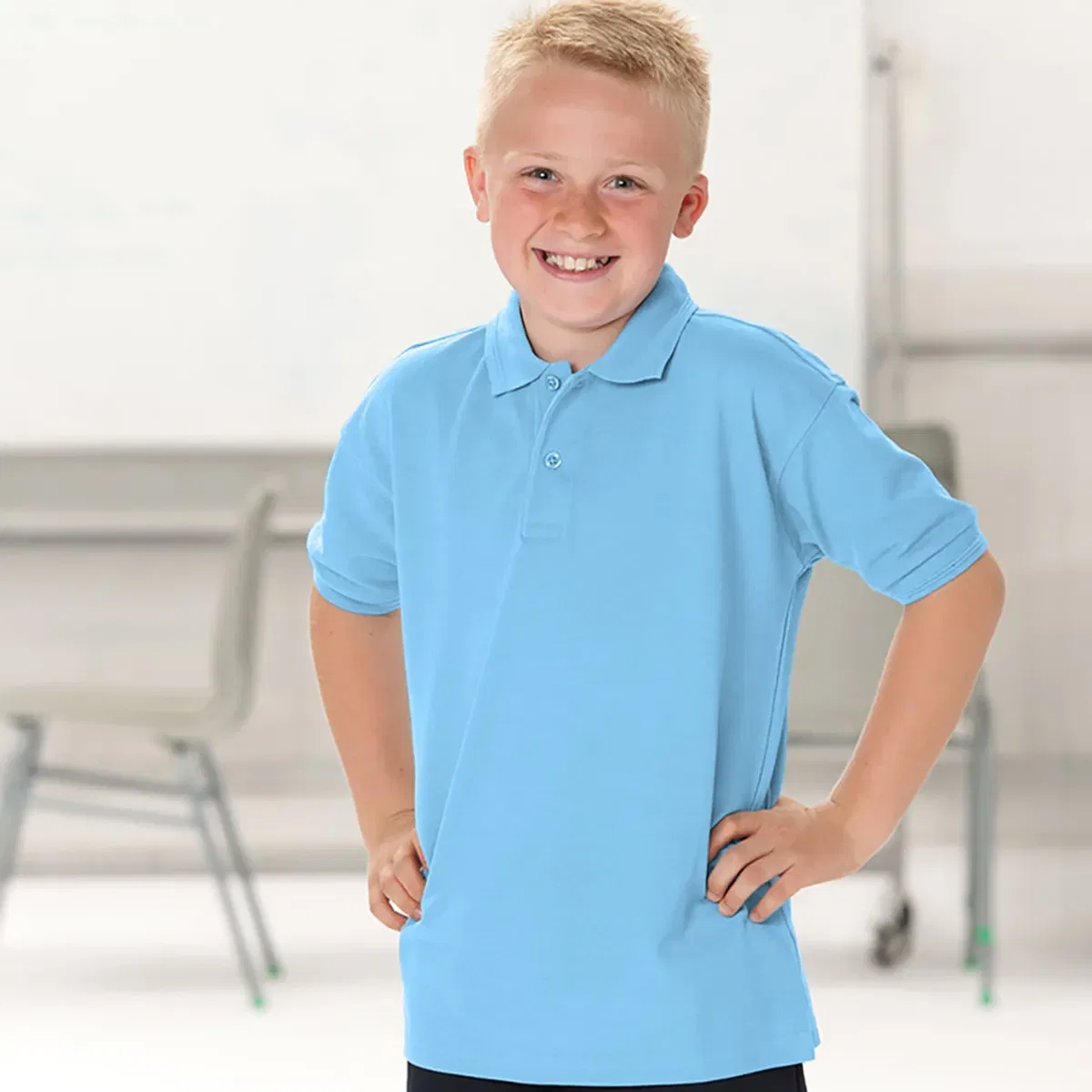 Детская футболка-поло из пике с коротким рукавом Jerzees Schoolwear, Blue