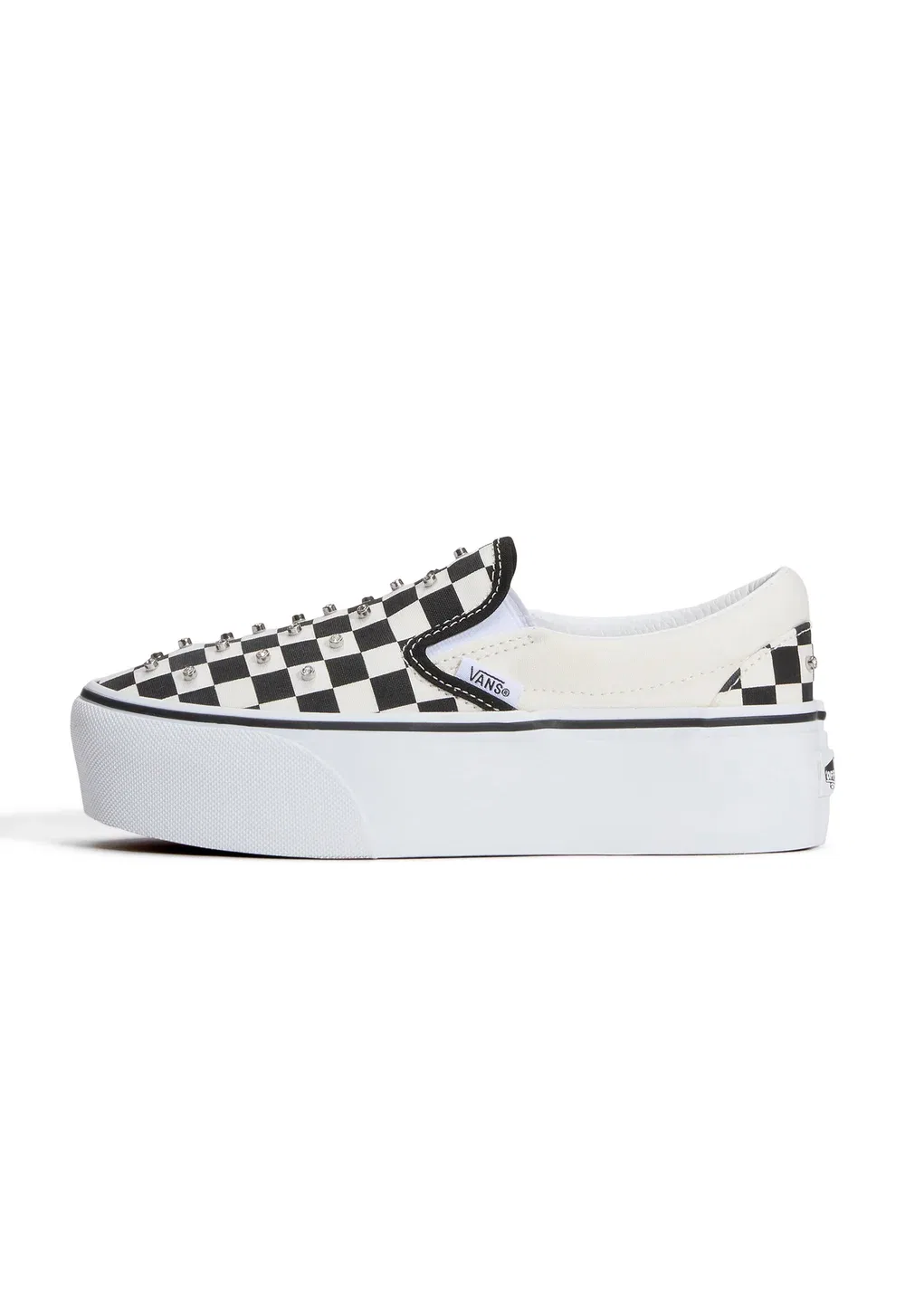Классические слипоны Stackform унисекс - кроссовки Vans, Rhinestone Black/White