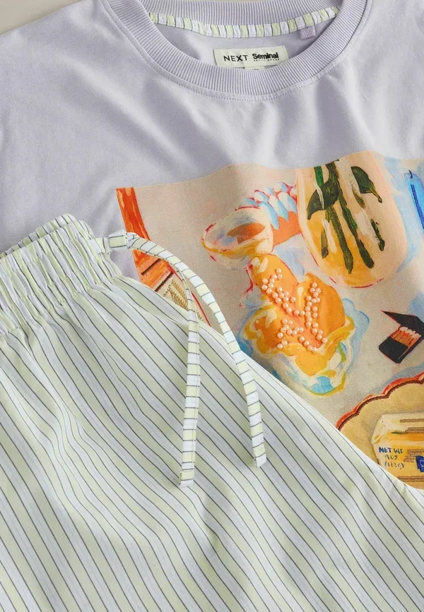 Пижамный комплект хлопковый Regular fit - seminal x lindsey cherek waller short pyjamas set Next, синий — фото 4