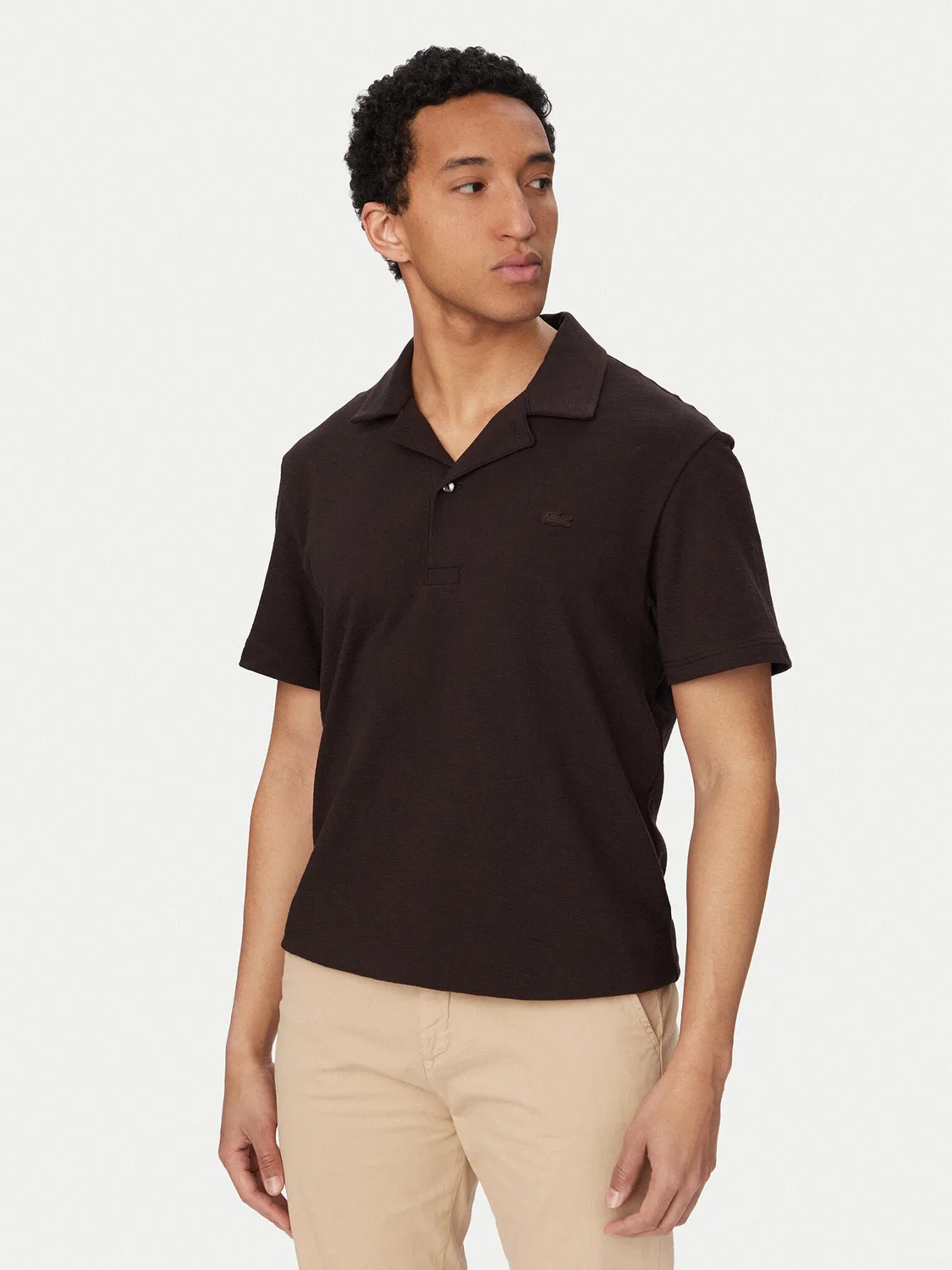 Мужское поло классического кроя Lacoste, темно-коричневый