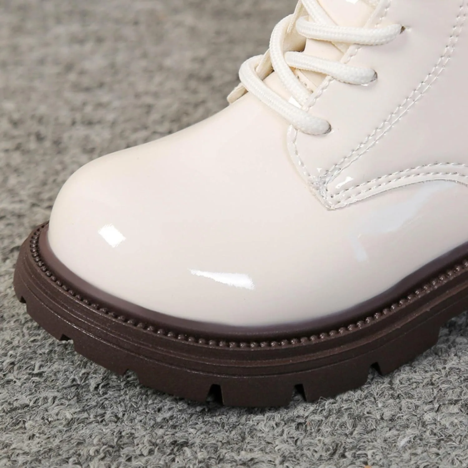 Детские ботинки на шнуровке с боковой молнией для девочек Combat Boots — фото 4
