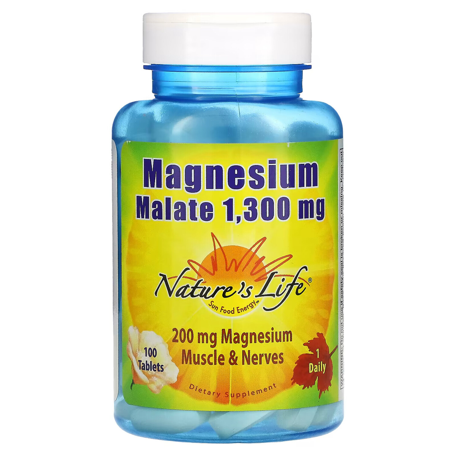 

Nature's Life, Magnesium Malate (Малат магния), 1300 мг, 100 таблеток