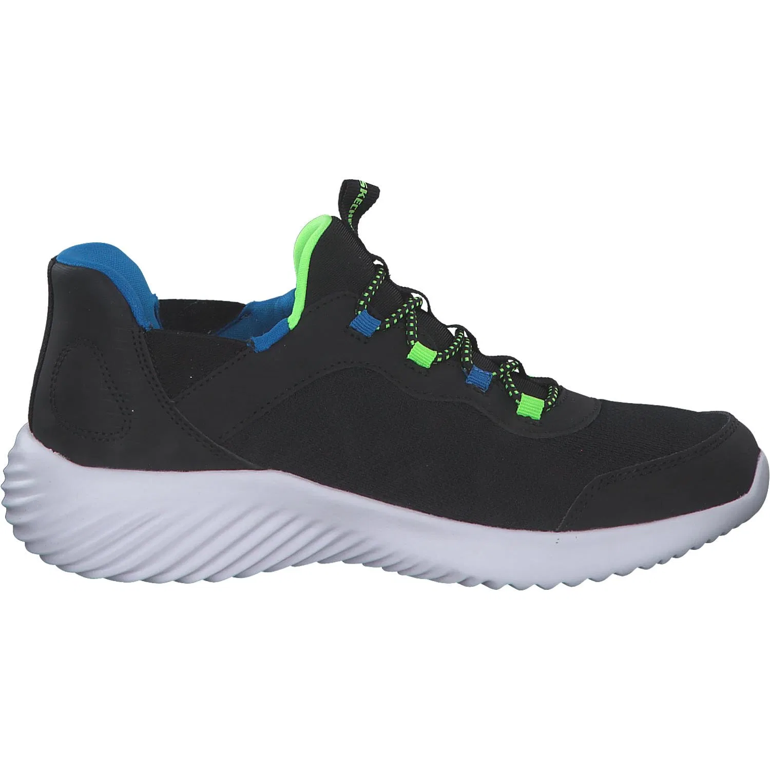 Детские кроссовки для мальчиков с технологией Slip-in Brisk-burst Bounder Skechers, Black Lime — фото 3