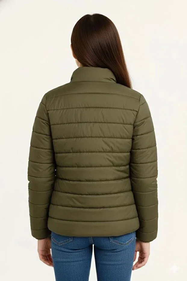 Детское пальто для девочек с принтом Inflatable Fiber-Filled Water-Repellent Jacket Generic Brands, Khaki — фото 3