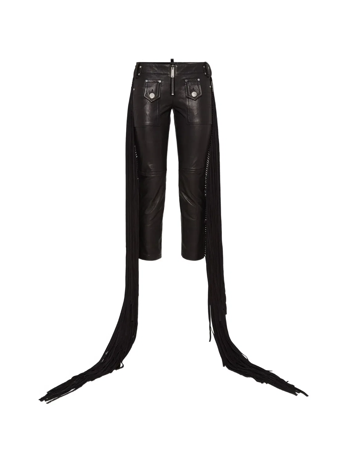 Укороченные кожаные брюки, черные DSQUARED2, черный