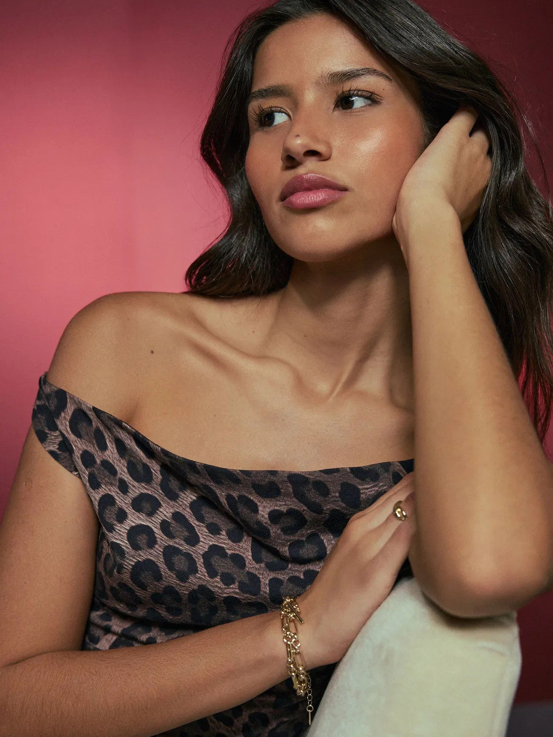 Топ с открытой горловиной, Animal Print, Vest Next, коричневый — фото 2