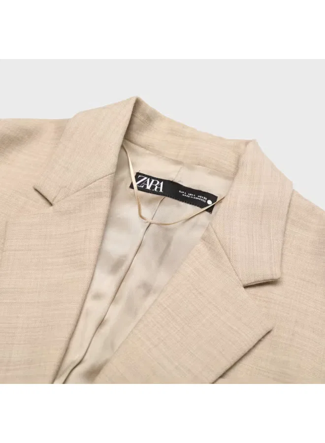 Жакет шерстяной универсальный Zara, светло-коричневый — фото 4