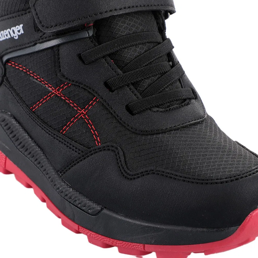 Детские кроссовки-ботинки на липучках с утеплителем Slazenger KETI I, черный / красный — фото 4