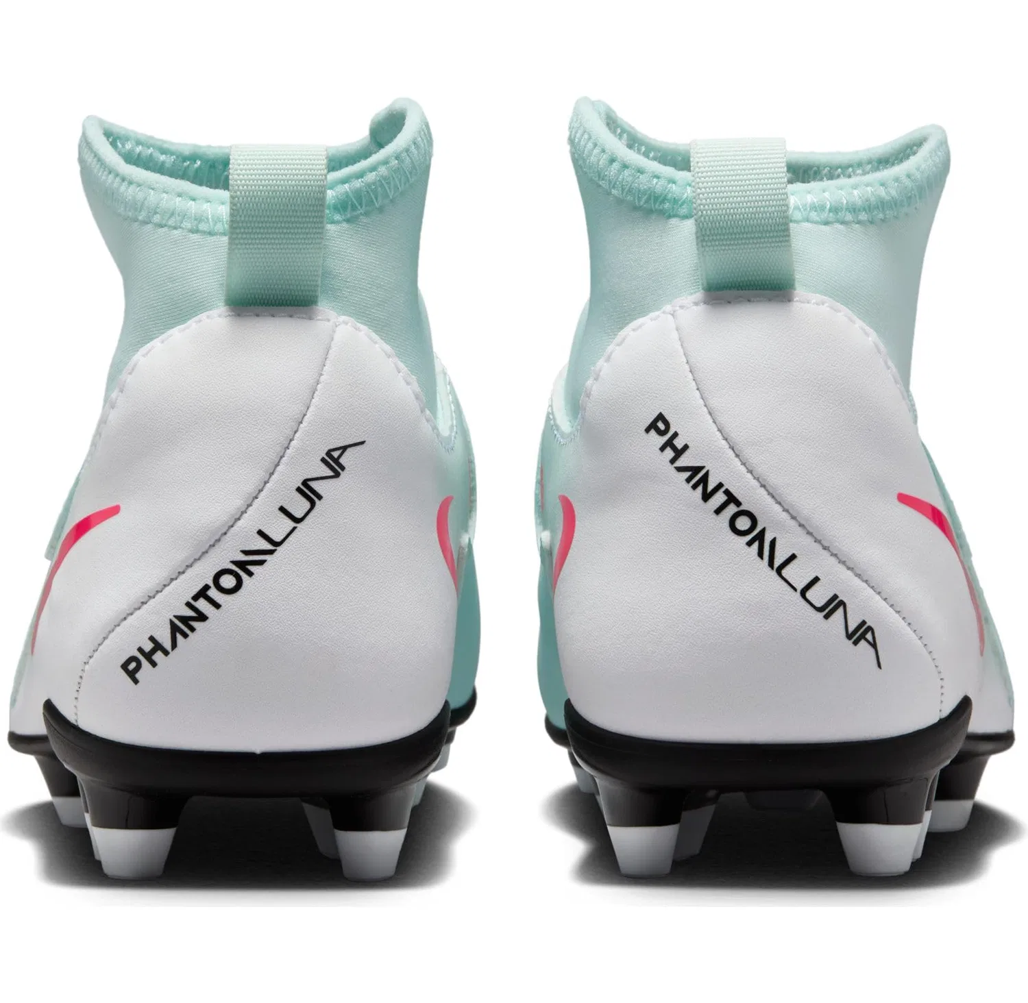 Детские футбольные бутсы для мальчиков с текстурным покрытием NIKE Jr. Phantom Luna 2 Club NIKE, Mint Atomic Red Off Noir — фото 3