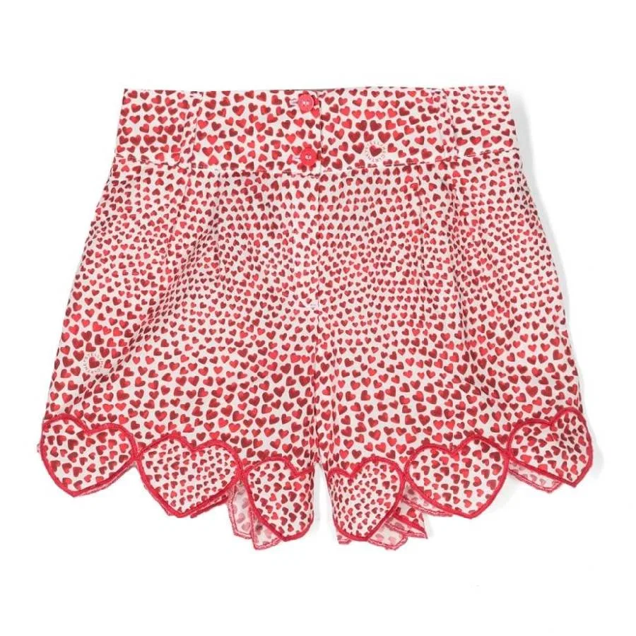 Шорты с принтом Girls Short Pants Heart Printed Stella McCartney, Red White