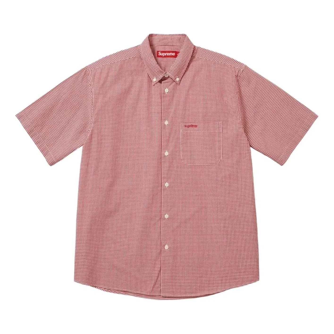 Мужская рубашка с принтом Gingham S/S Shirt Supreme, красный