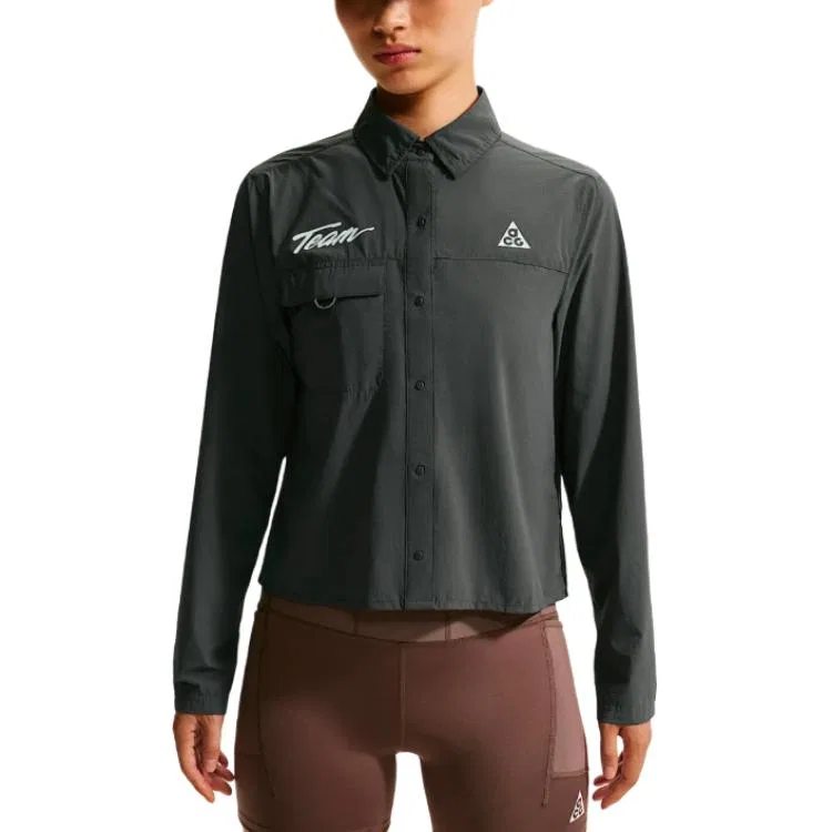 Женская рубашка с воротником Nike ACG, Dark Smoke Gray/White