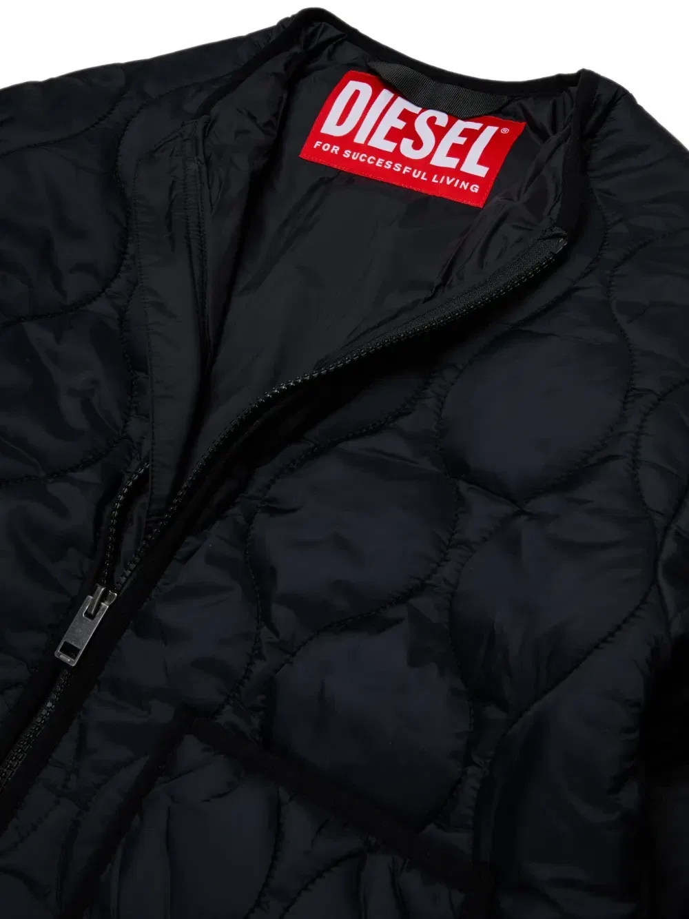 Стеганая куртка с вышитым логотипом Diesel Kids, черный — фото 3