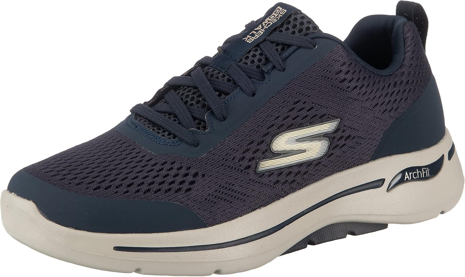 Мужские кроссовки для ходьбы Skechers Gowalk с поддержкой свода стопы, синий/золотой/темно-синий
