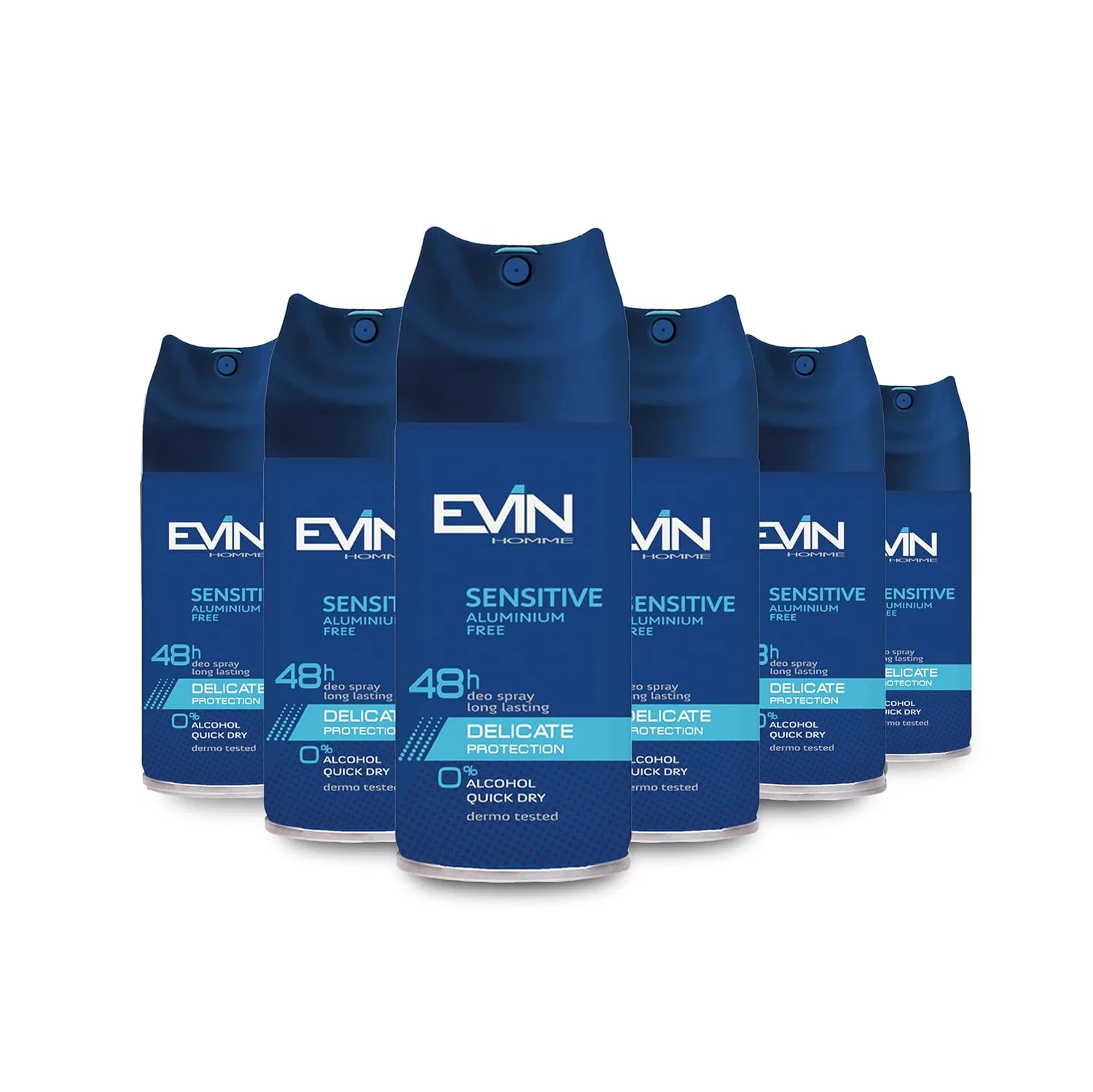 Дезодорант-антиперспирант для мужчин EVIN Homme Sensitive 48H, 6 x 150 мл, аромат Лимон, Тонка, Амбер