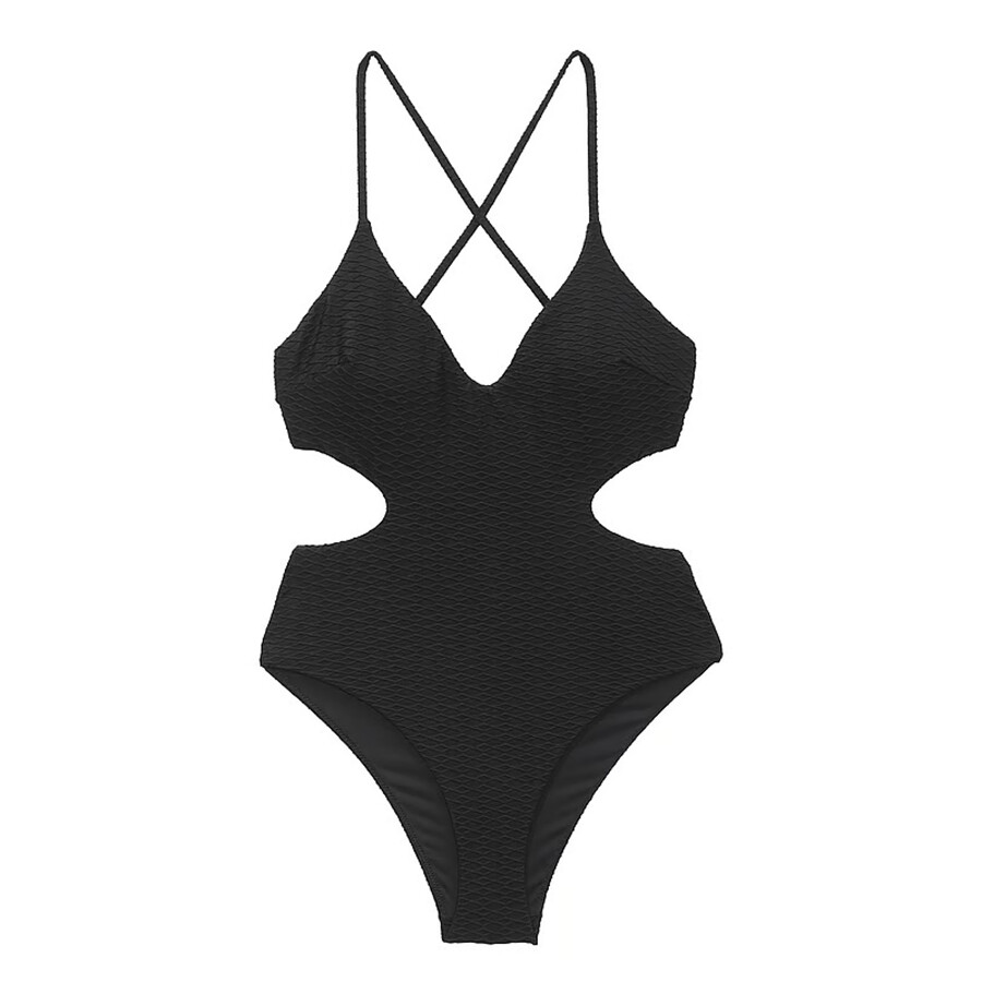 

Купальник Victoria's Secret Swim Cut-Out Cheeky One-Piece Fishnet, черный