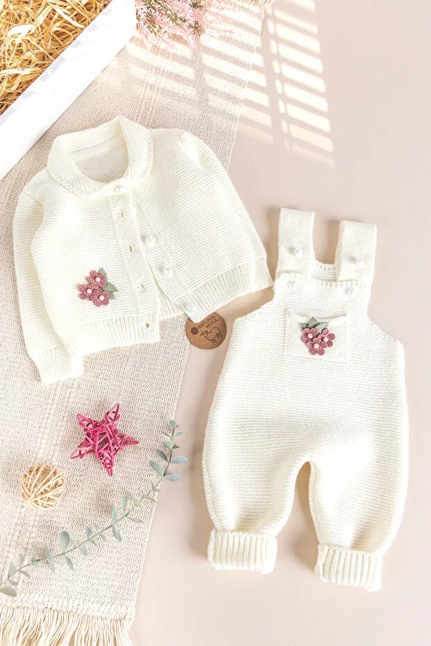 Детский вязаный комбинезон для девочек с длинным рукавом Babymod, Cream