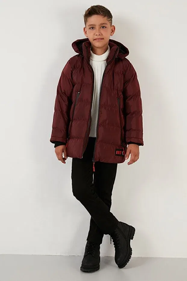Детское пальто для девочек пуховое Plush lined removable hooded puffer coat boy's coat 5763038 Lela, Burgundy — фото 3